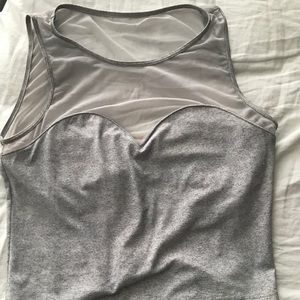 KJ heather grey netted sweetheart top!